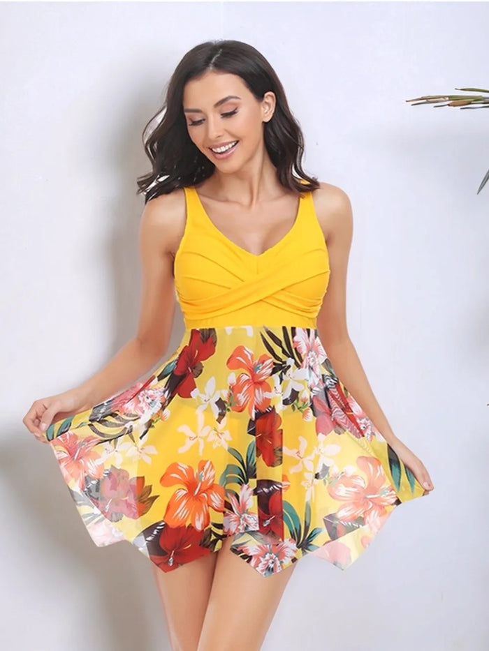 Printed Wide Strap Two-Piece Swim Set